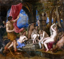 Aktaion overrasker Diana, mens hun bader